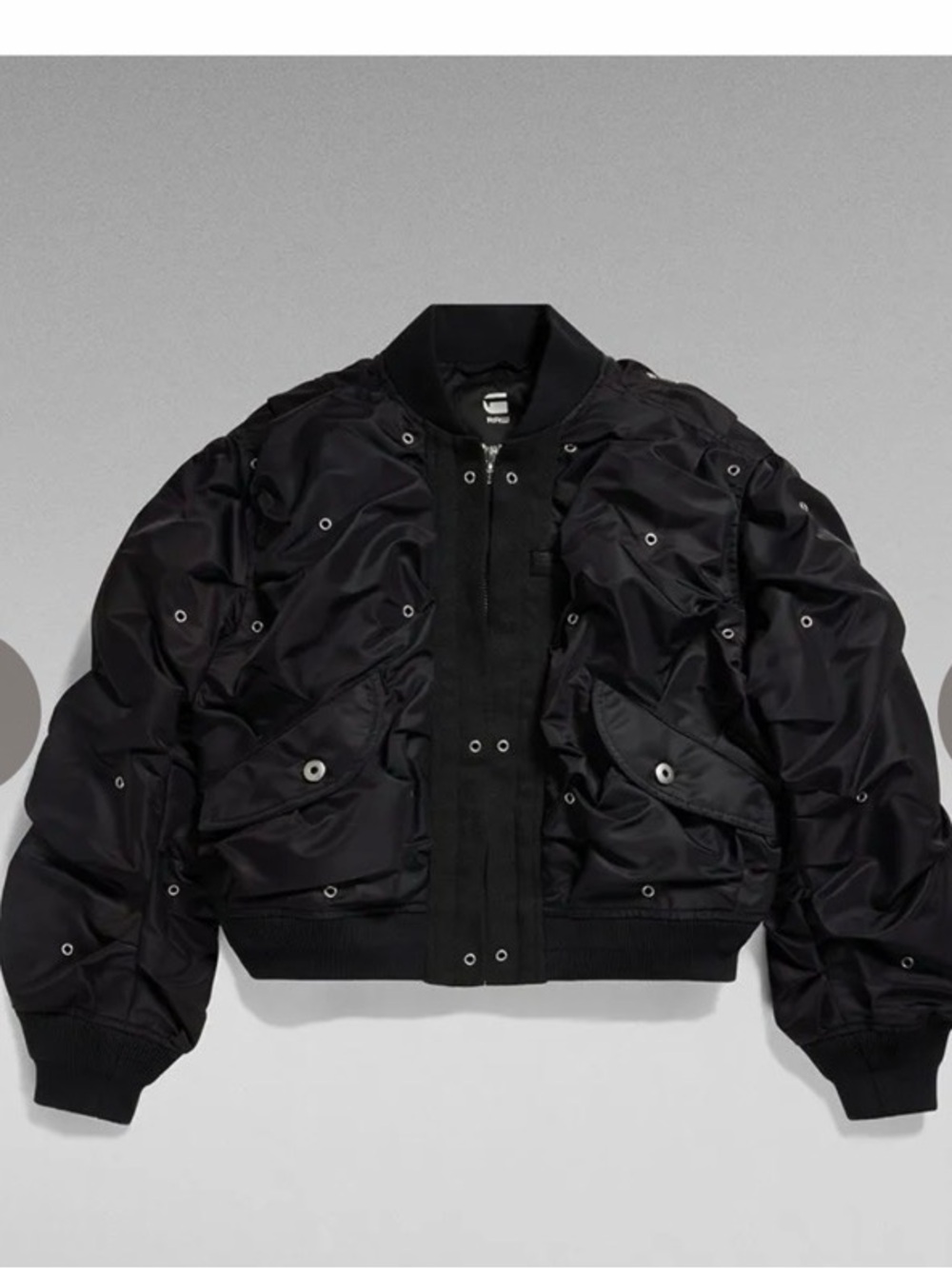 G-Star Black Bomber Jacket with Eyelet Details
